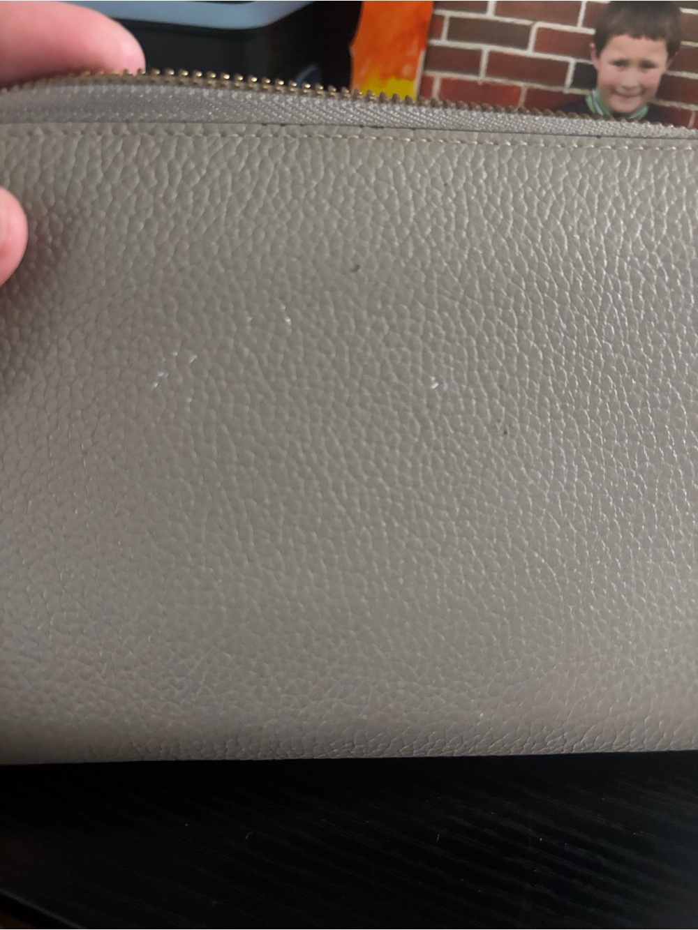 Furla Light gray  Pebbled Zip-Around Wallet with Gold Logo - Picture 14 of 14